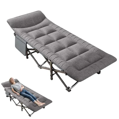 Chaise longue pliante grise d'extérieur