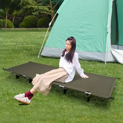 Lit de camp pliable vert armée en tissu Oxford